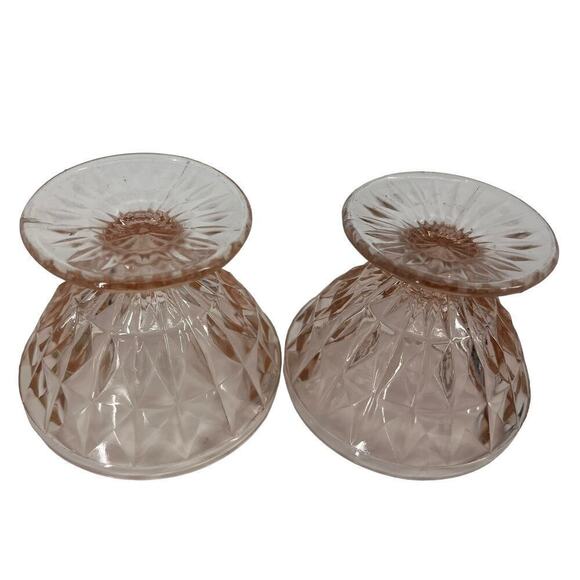 Vintage Jeanette Sherbet Bowl Windsor Diamond Pink Depression Glass - Picture 3 of 4